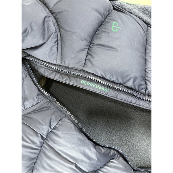 Peppermint Cycling Dark Blue & Green Puffer Down & Fleece Vest Women's Size L - Picture 8 of 13